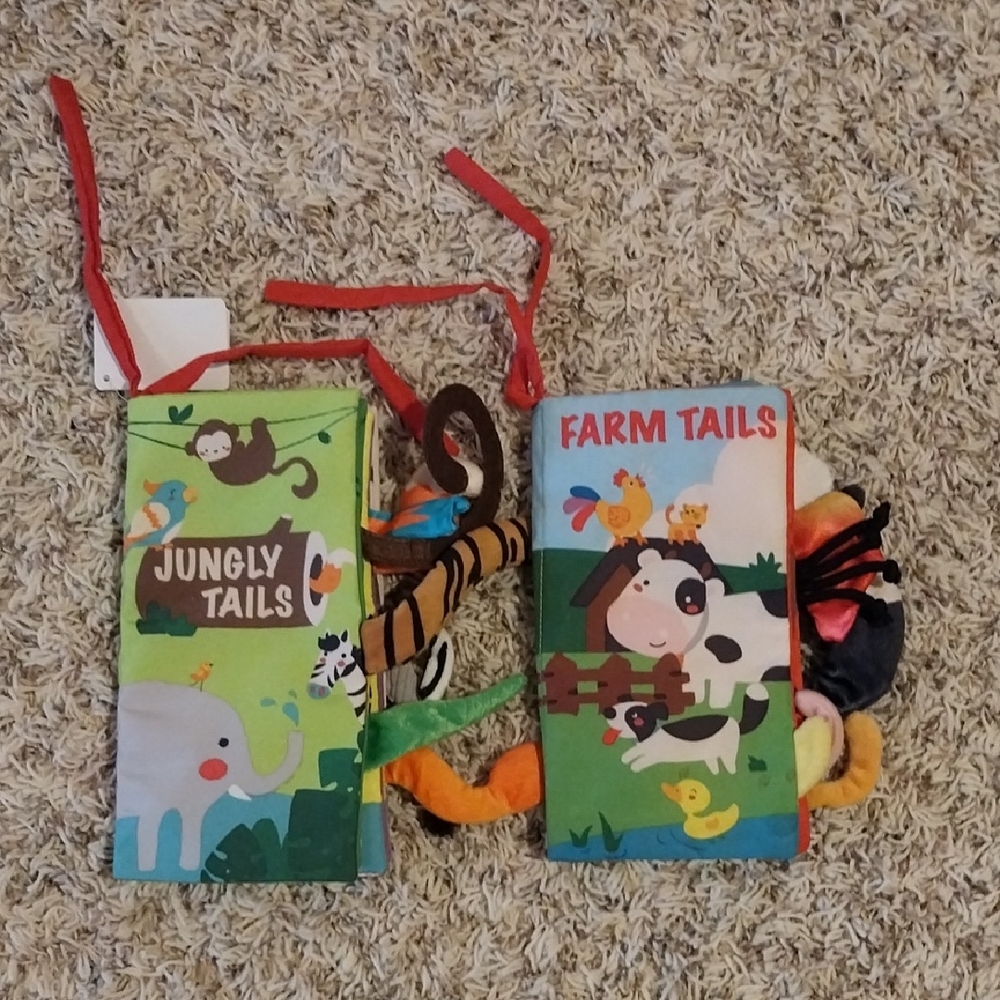 Set of 2 Beiens Sensory Books - Jungly Tails (New) and Farm Tails